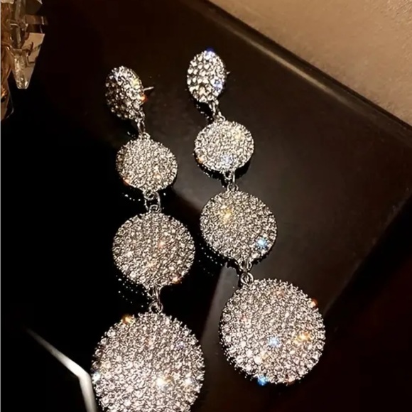 WOMAN’S RHINESTONE EARRINGS STERLING SILVER - Picture 3 of 8